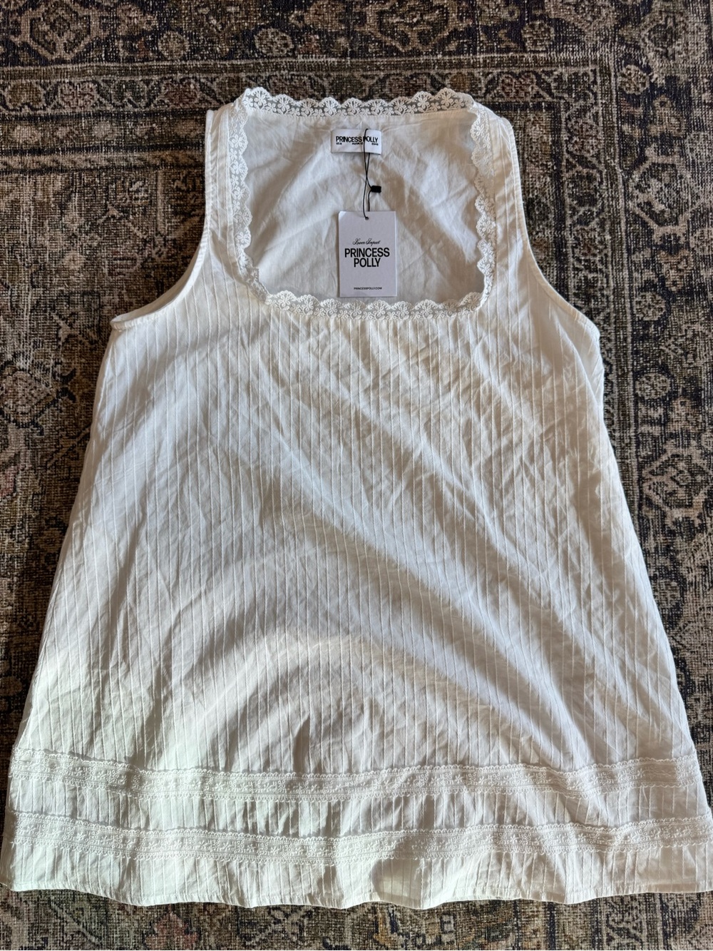 Princess Polly 100% cotton White Lace-Trim Dress